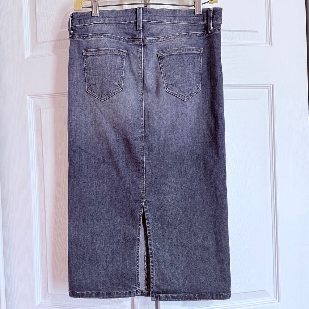 TheMogan Denim Pencil Skirt Juniors 9 Stretch Indigo Made in USA Midi 28.5 - Picture 2 of 10